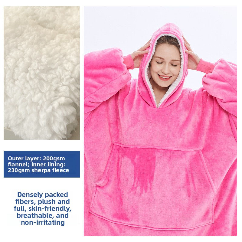 Oversized Flannel Hoodie Blanket with Pocket