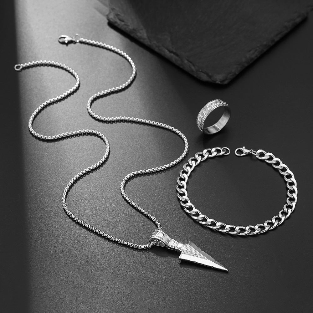Cross Pendant Jewelry Set Necklace Bracelet Ring