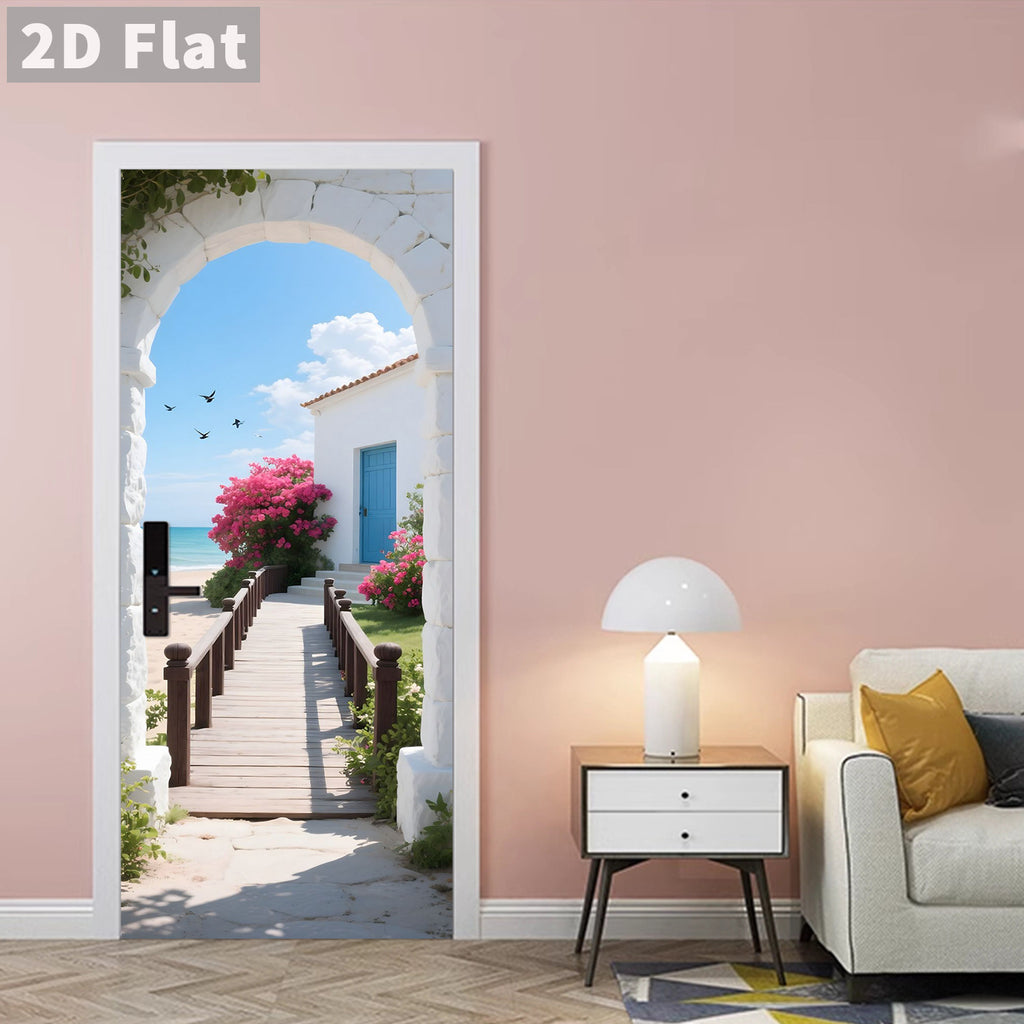 Creative Wooden Door Refurbished Door Stickers Wall Stickers teemdrop
