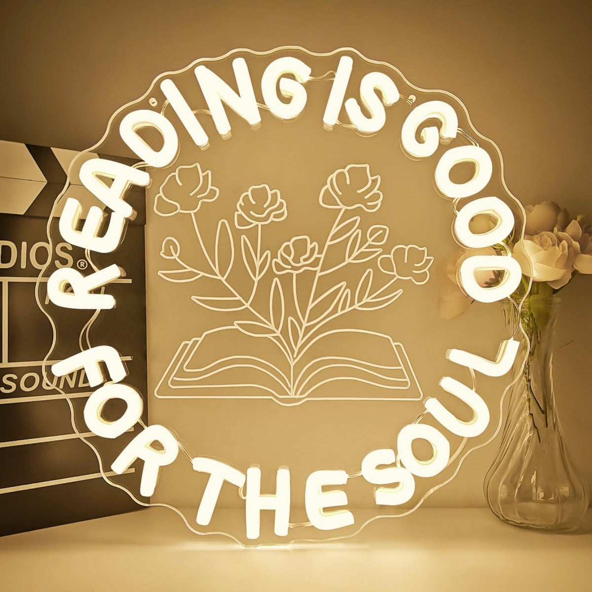 Dimmable LED Reading Neon Sign Wall Decor Light teemdrop