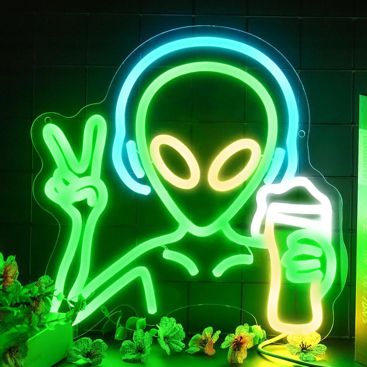 Alien UFO LED Neon Sign Light for Bedroom Game Room Bar Party Decoration teemdrop
