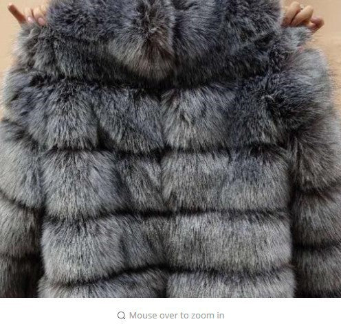 Fox fur-trimmed coat teemdrop