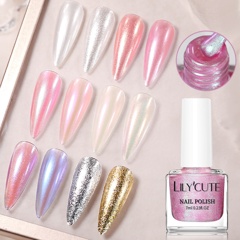 Quick-Dry Metallic High-Color Nail Polish Set 7ml Low Odor Nail Art Lacquer teemdrop