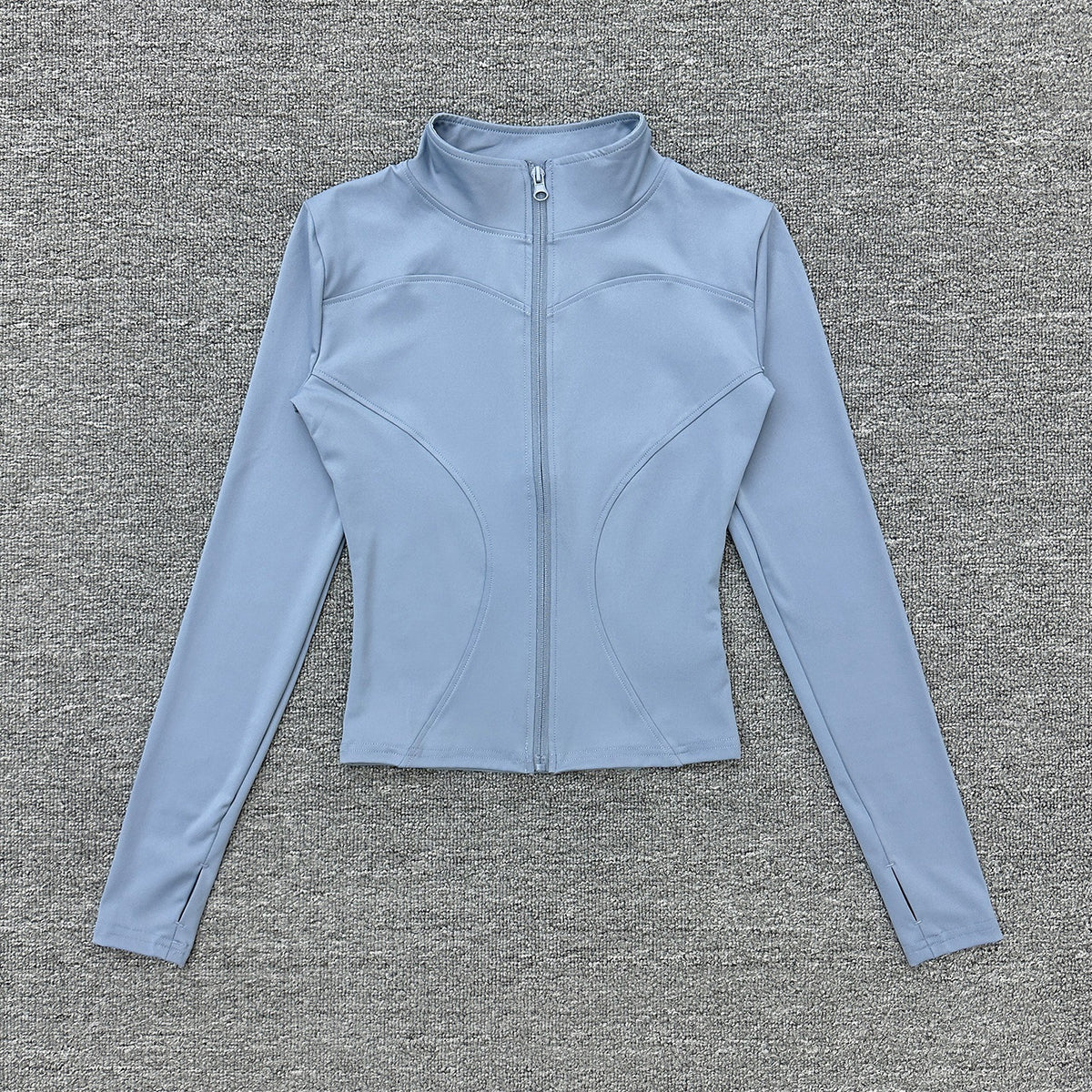 Womens Stand Collar Sports Jacket with Thumb Holes