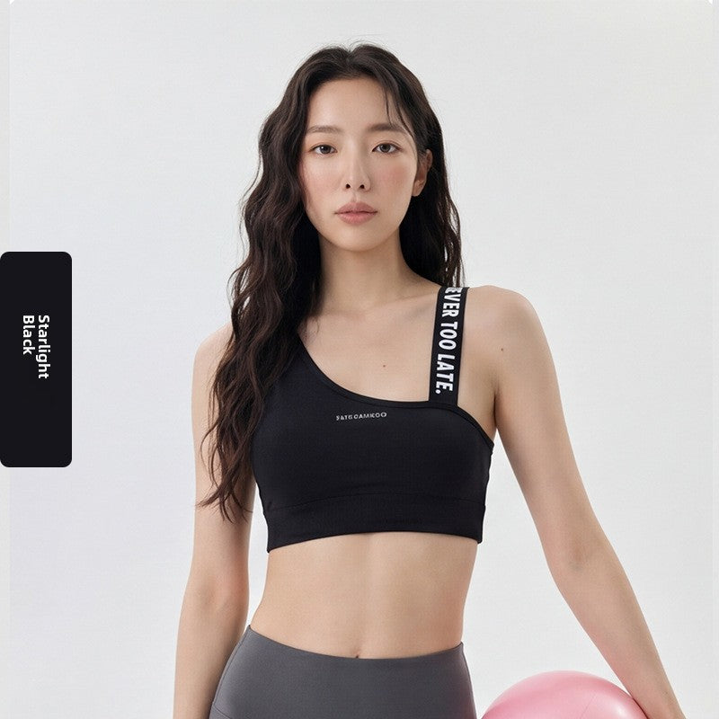 Women's Solid Color Backless High-Intensity Sports Bra with Chest Pad teemdrop