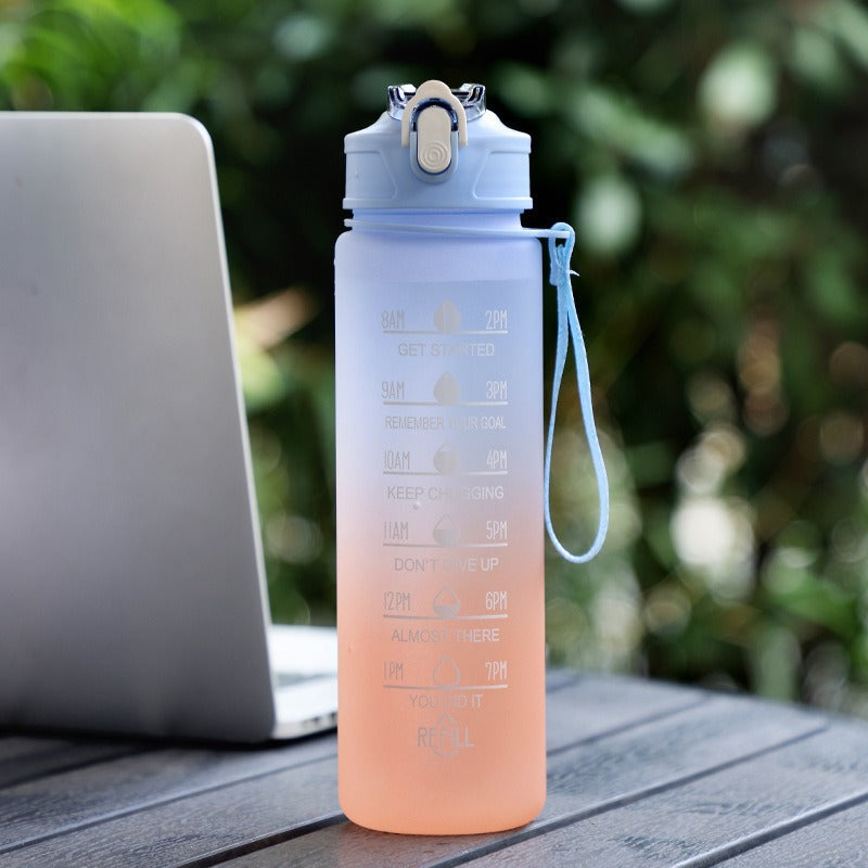 Portable fitness sports drinking straw water bottle teemdrop