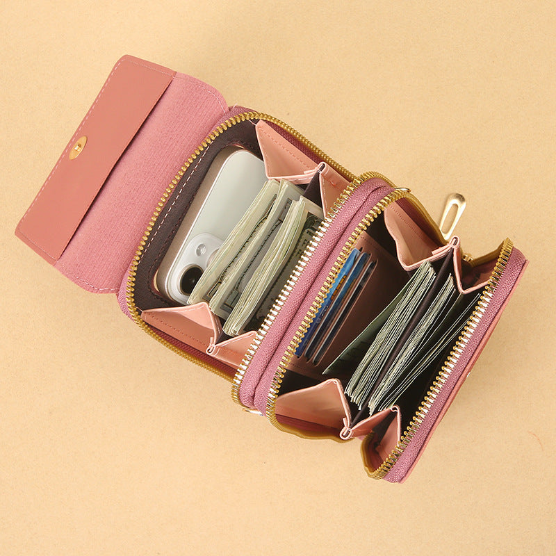 Women's Touch Screen PU Leather Phone Pouch Crossbody Bag with Card Slots
