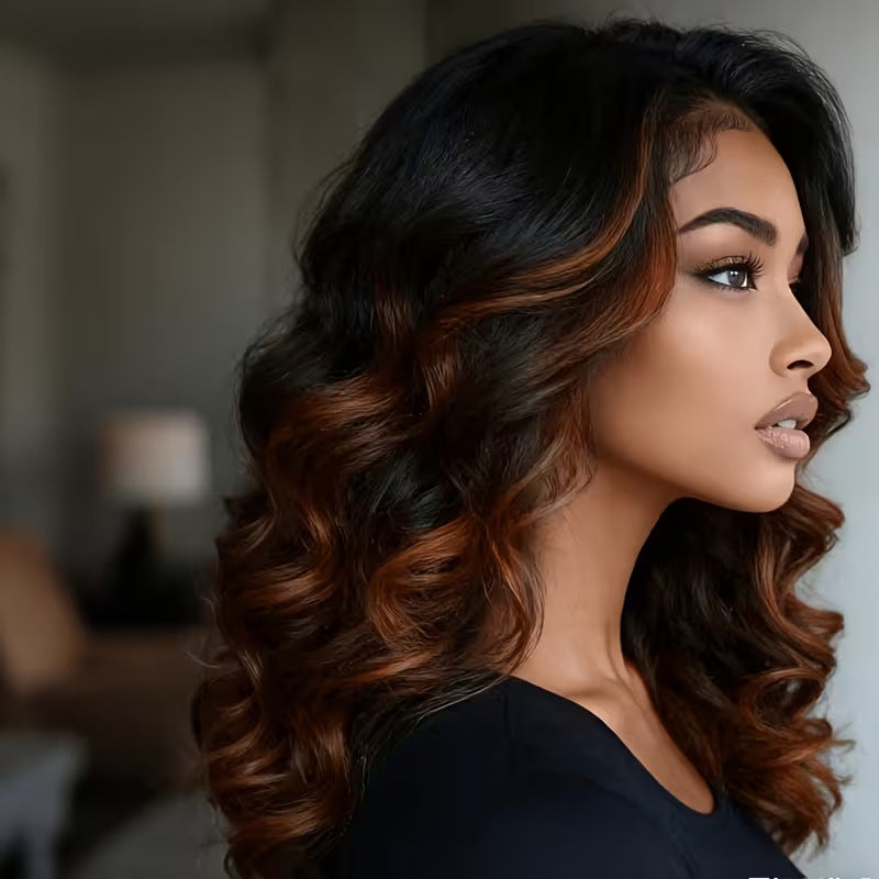 Gradient Middle Part Long Curly Synthetic Wig teemdrop