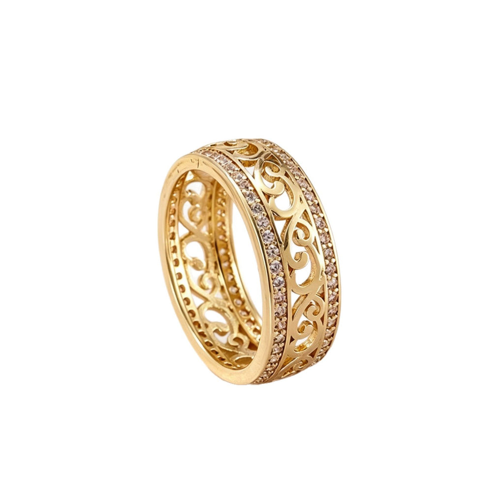 Hollow Geometric Copper Zircon Ring