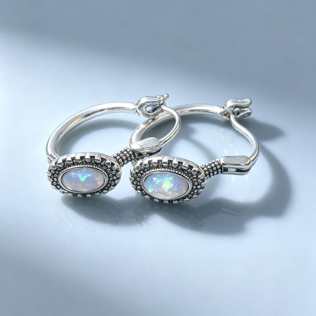 Retro Turquoise Oval Earrings