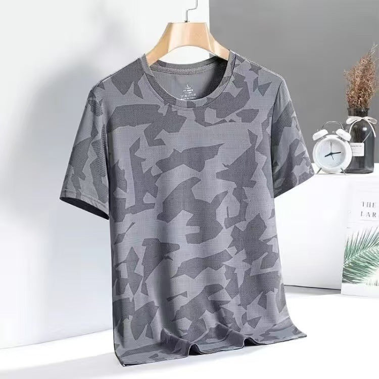 Men's Ice Silk Short Sleeve T-Shirt Quick Dry Breathable Loose Fit Summer Top teemdrop