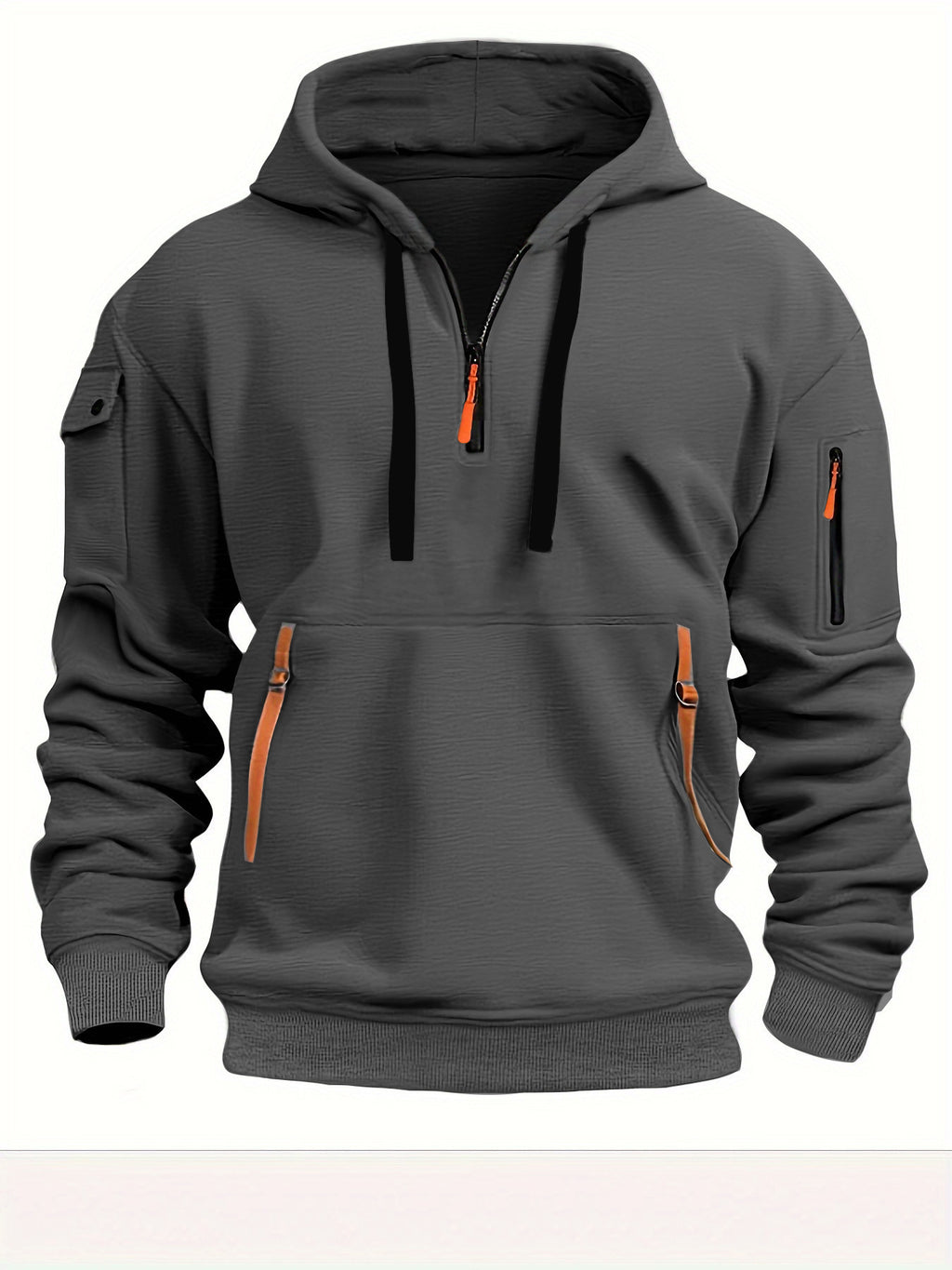 Men's fleece-lined warm hooded zipper pullover sweater teemdrop