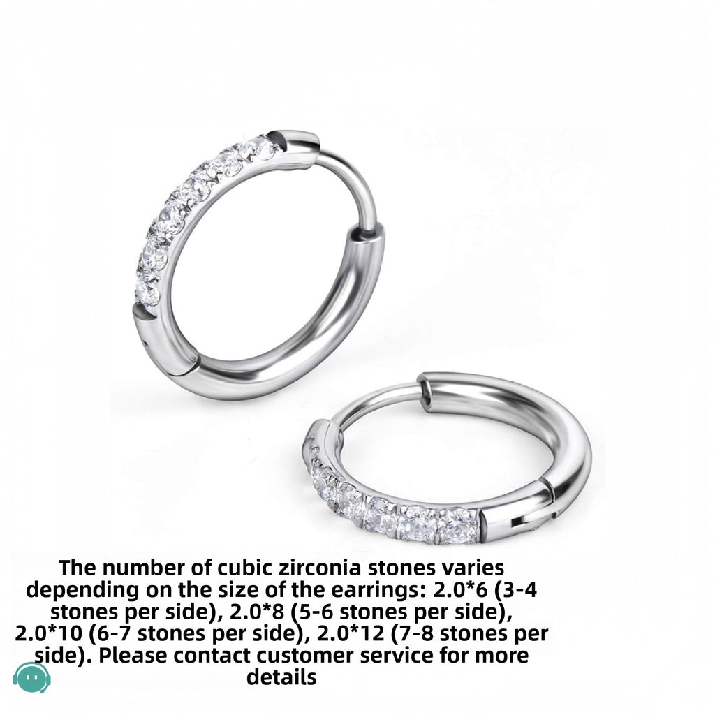 Titanium Steel Round Zircon Earrings Simple Casual Style Ear Buckles for Women teemdrop