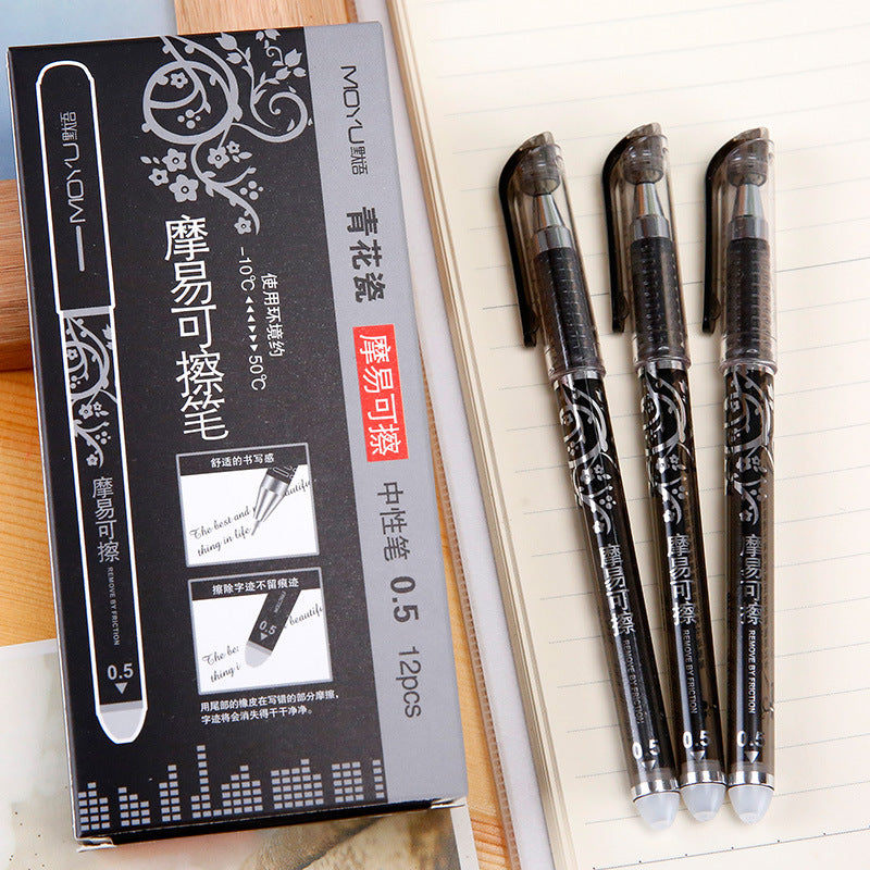 Thick Barrel 0.5mm Erasable Gel Pen Transparent Friction Heat Eliminating Office Pen teemdrop