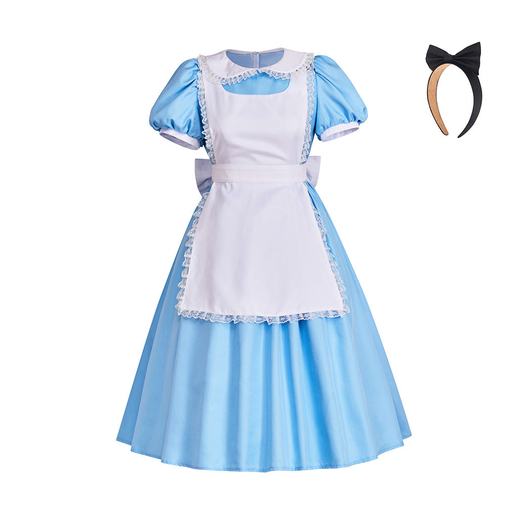 Women's Alice in Wonderland Cosplay Costume Maid Dress for Halloween teemdrop