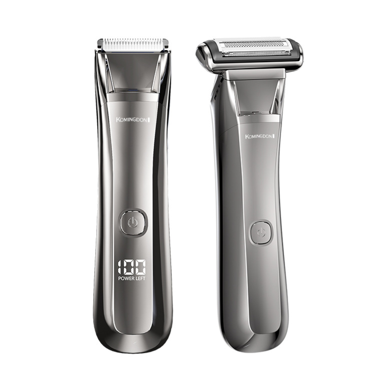 Unisex Cordless Electric Shaver and Trimmer, Dual-Head Design for Full Body and Private Area Grooming, Wet and Dry Use