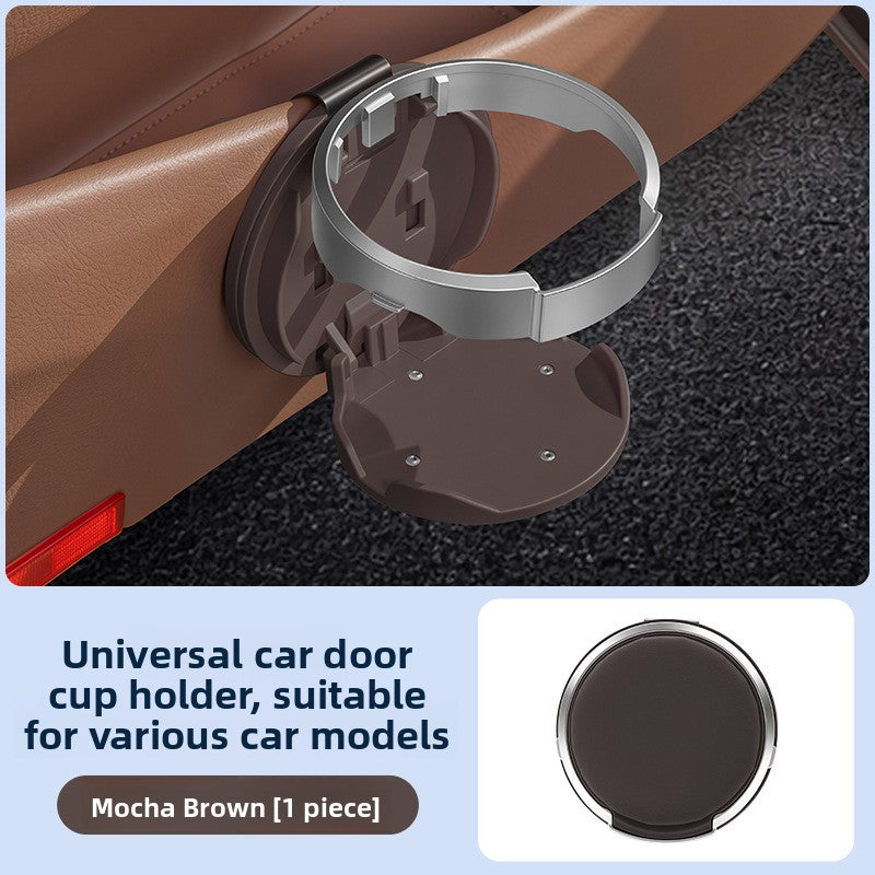 Car door cup holders for in-car storage