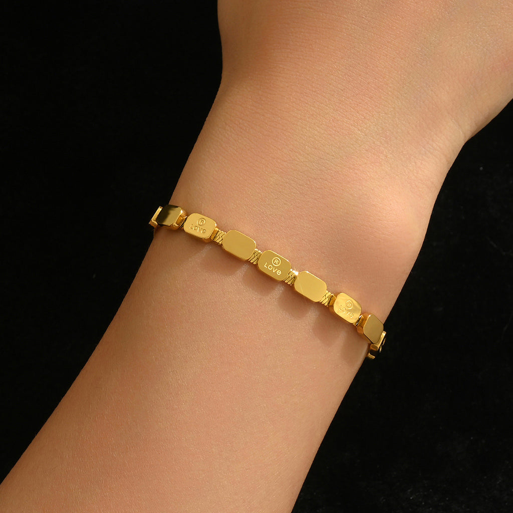 Gold-colored stainless steel bracelet teemdrop