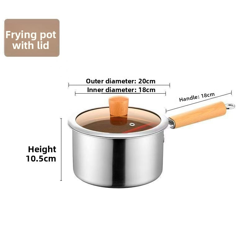 Stainless Steel Frying Pan with Wood Handle
