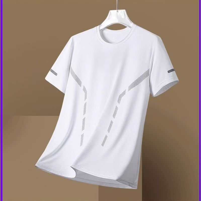 Men's Ice Silk Short Sleeve T-Shirt Quick Dry Breathable Loose Fit Summer Top teemdrop