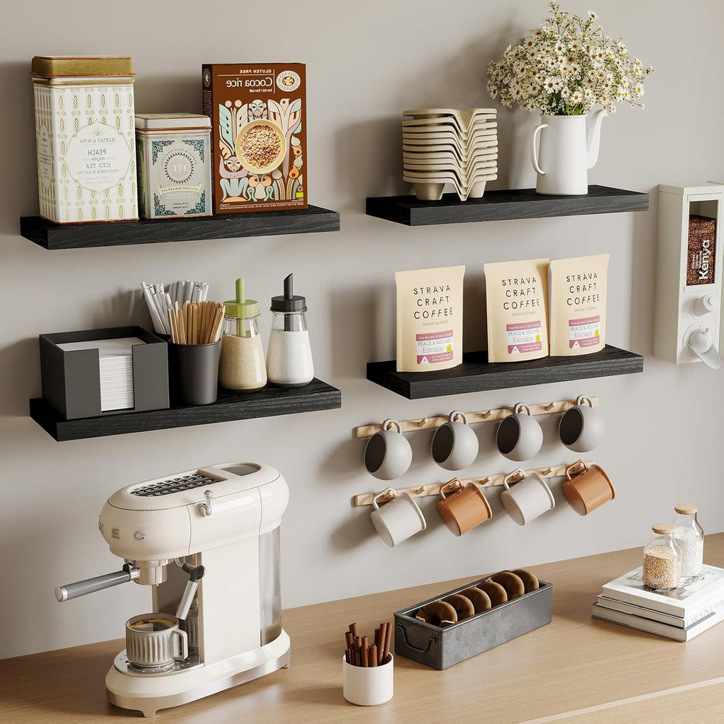 Wooden Floating Wall Mounted Storage Shelf for Bathroom Living Room Kitchen