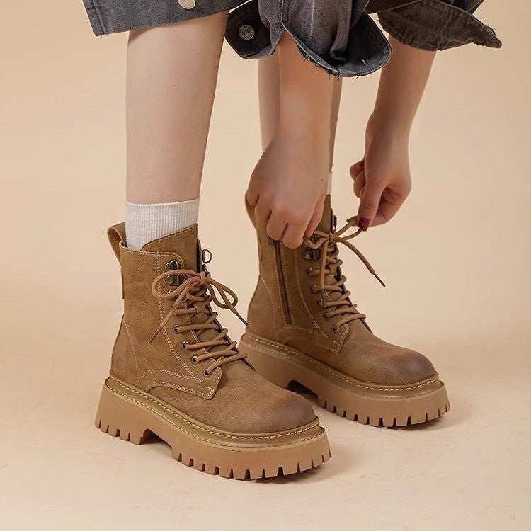 Retro British Style Thick-Sole Mid-Calf Women's Martin Boots teemdrop