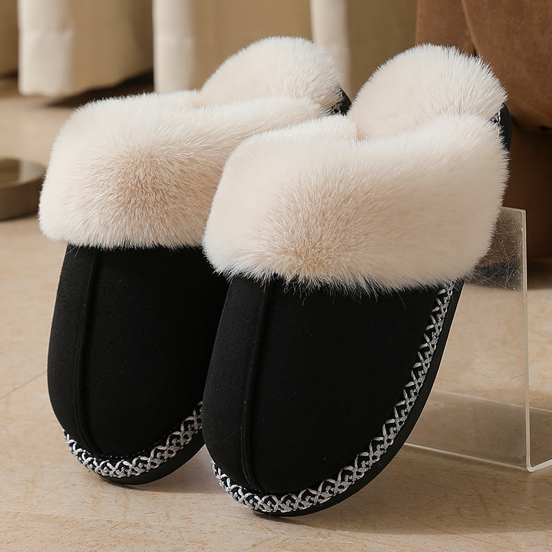 Warm Furry Home Slippers Unisex Anti-Slip Winter Cotton Slippers teemdrop