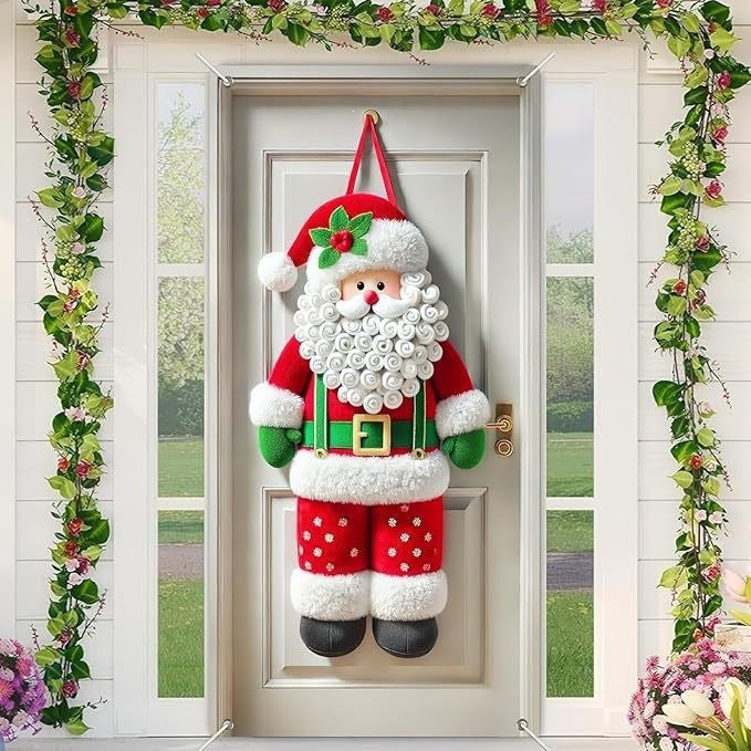 Christmas Santa Claus Polyester Door Cover Decoration 90x180cm teemdrop