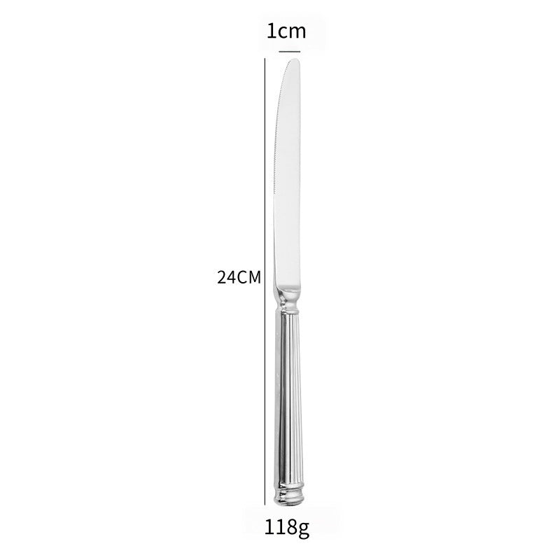 Stainless Steel Western Tableware Knife Fork Spoon Roman Column Design