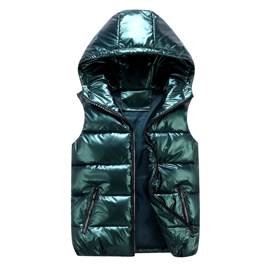 Men's Shiny Stand Collar Thickened Slim-Fit Cotton Vest teemdrop