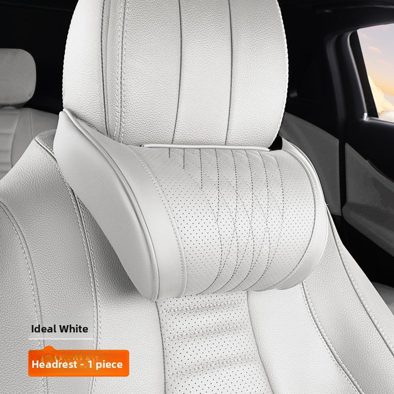 Nappa Leather Memory Foam Car Seat Headrest Neck Pillow Cushion