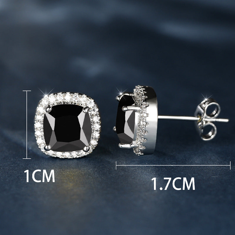 Geometric Full Diamond Zircon Earrings for Women Electroplated Copper Studs