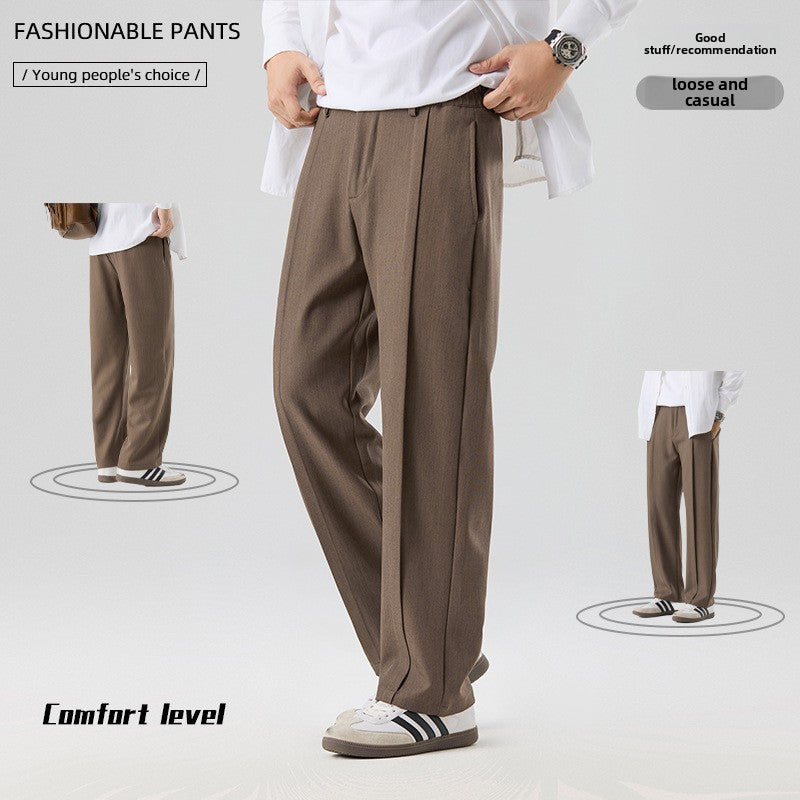 Men's Design Sense Loose Sports Trousers Straight Leg Wide Leg Pants teemdrop