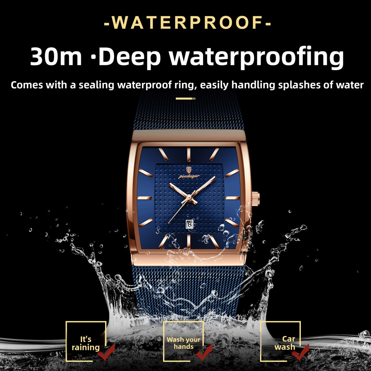 Ultra-Thin Men's Square Quartz Watch teemdrop