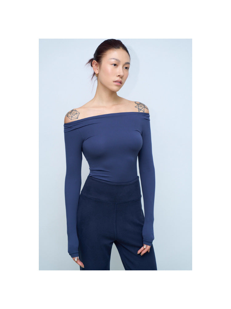 Women's Cotton Jersey Off-Shoulder Long Sleeve Top teemdrop