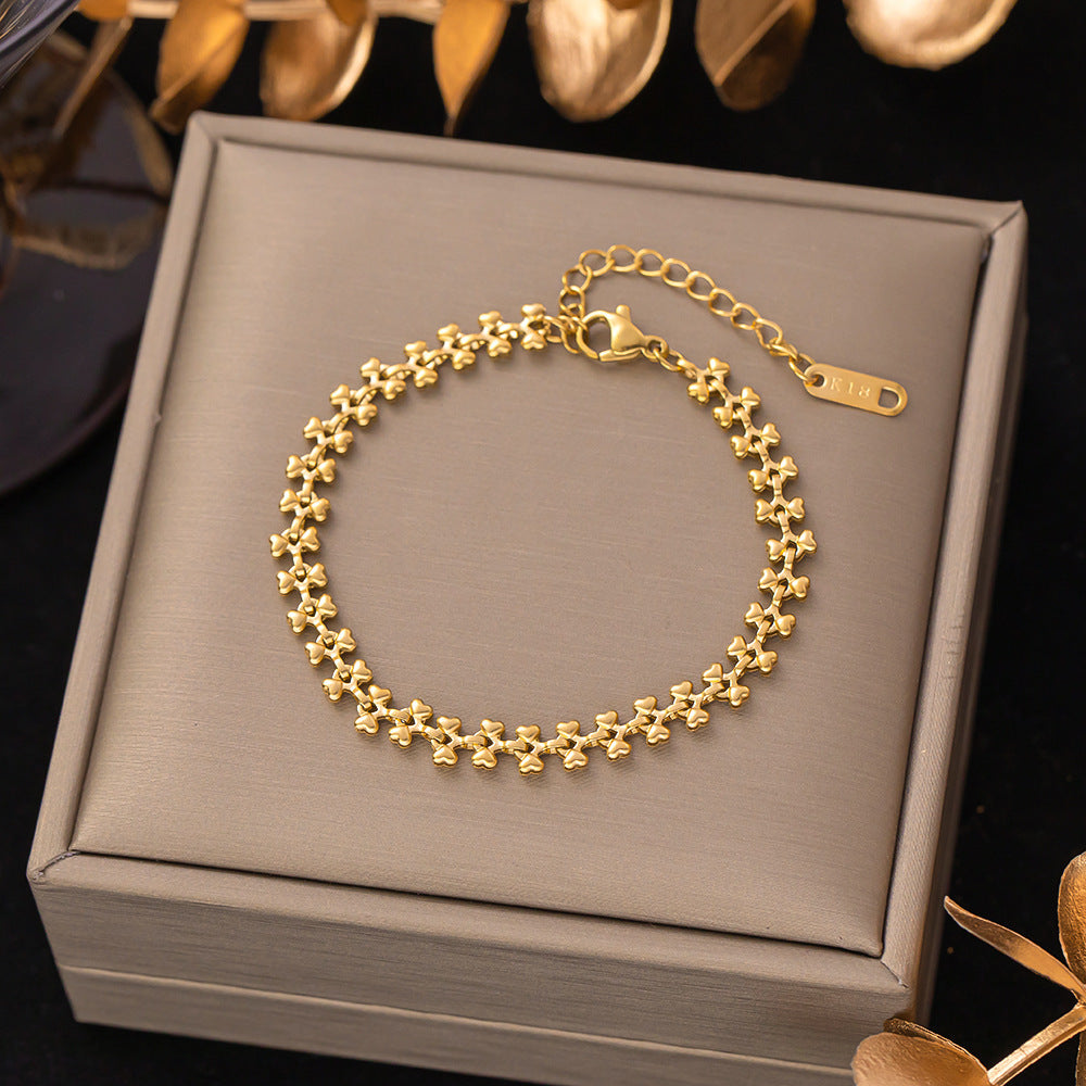 Women's Titanium Steel Inlaid Charm Bracelet Versatile Fashion Jewelry teemdrop