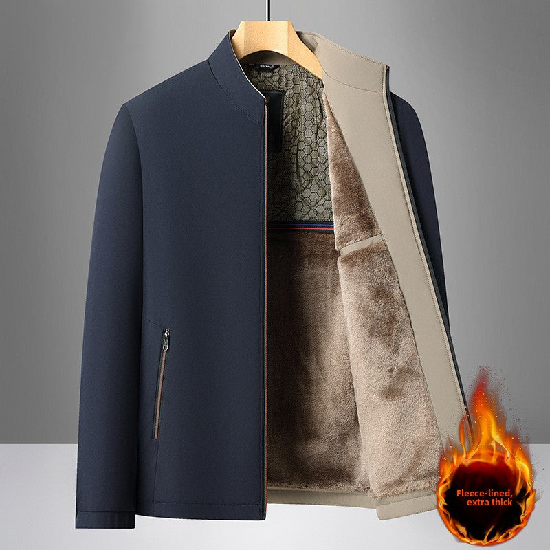 Men's Stand Collar Business Casual Polyester Loose Fit Jacket teemdrop