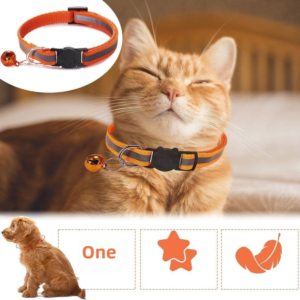 Adjustable Reflective Cat Collar with Safety Release and Bell teemdrop