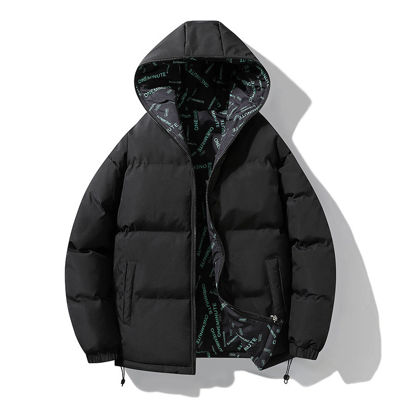 Men Reversible Thickened Winter Cotton Coat Hooded Zipper Jacket teemdrop