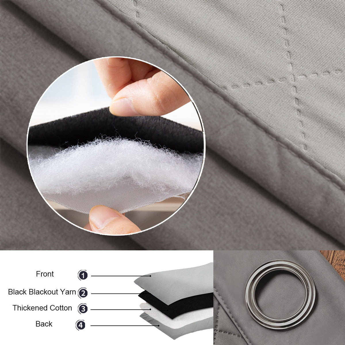 Full Blackout Thickened Thermal Insulated Quilted Curtain teemdrop