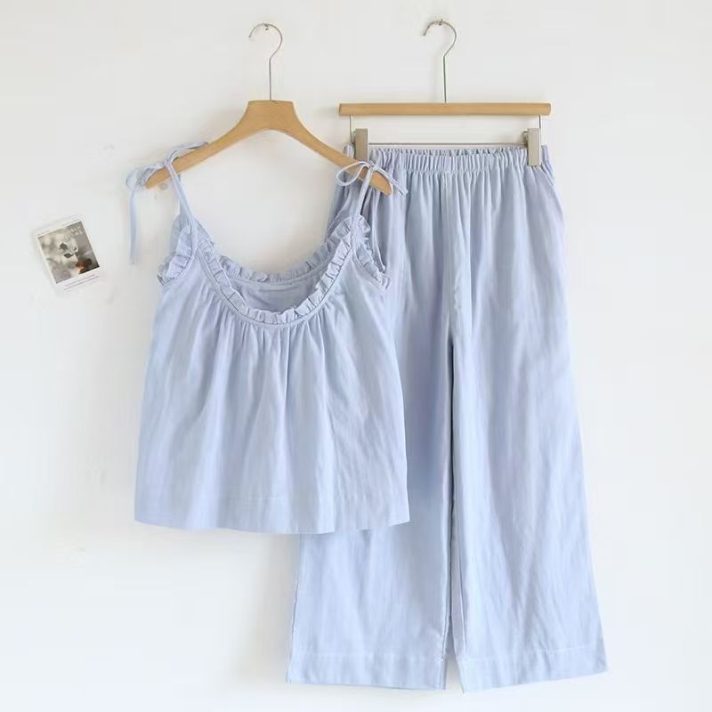 Womens Sleeveless Pajama Set with Suspenders