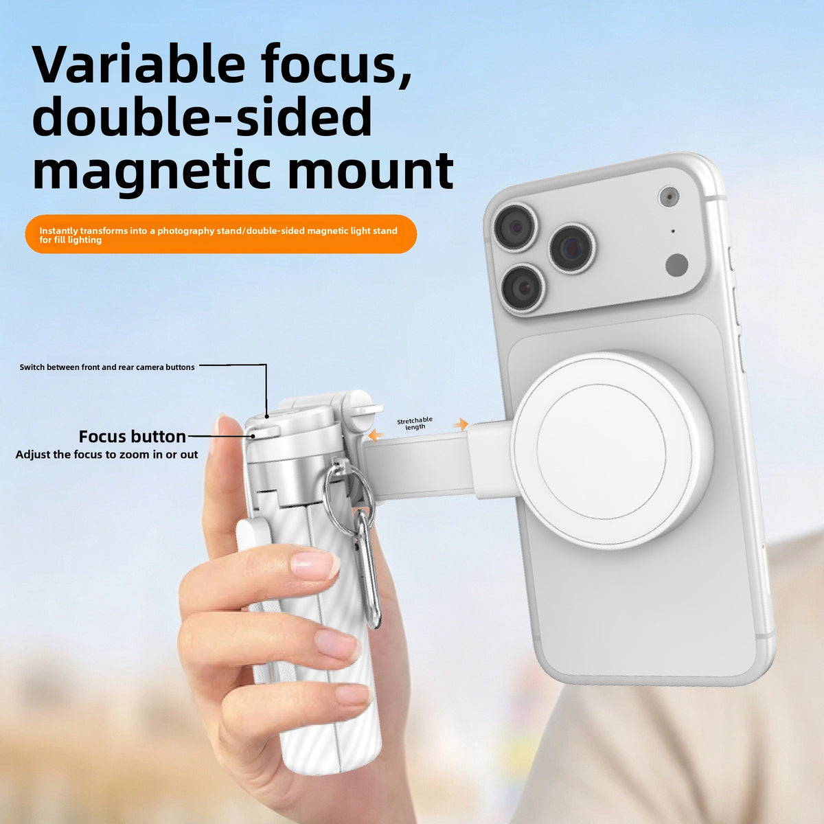Handheld Bluetooth Phone Tripod with Magnetic Mount