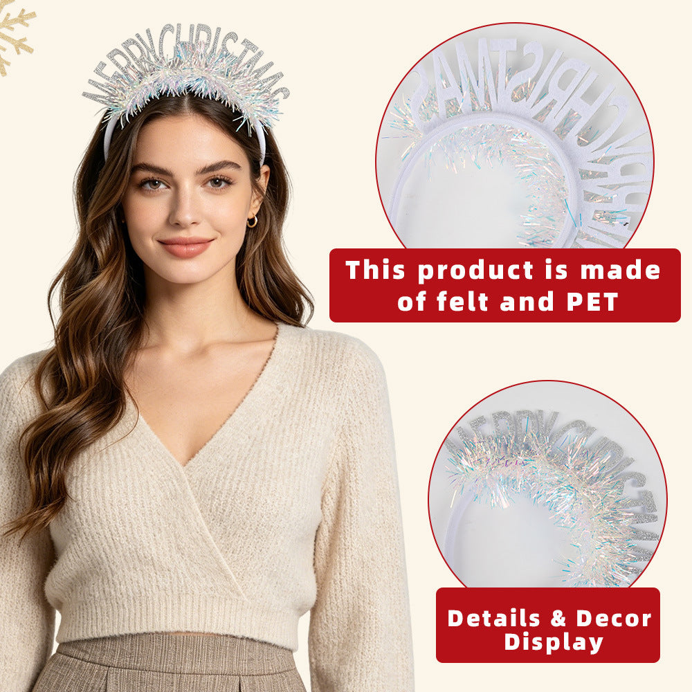 Festive Star Stripe Headband Merry Christmas