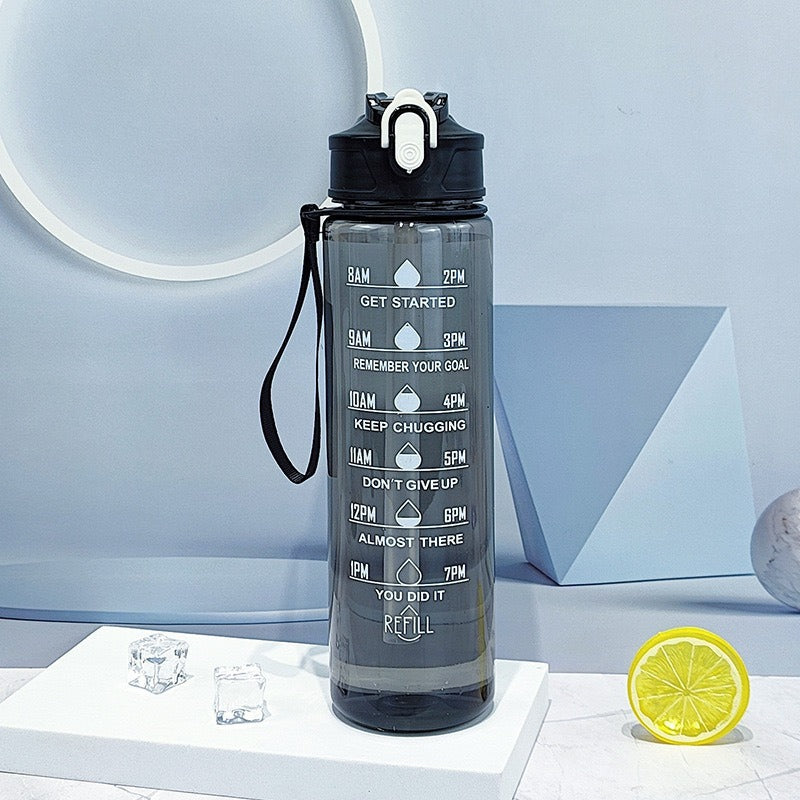 Portable fitness sports drinking straw water bottle teemdrop