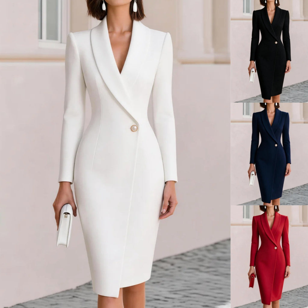 Women's Long Sleeve Midi Dress Bodycon Suit teemdrop