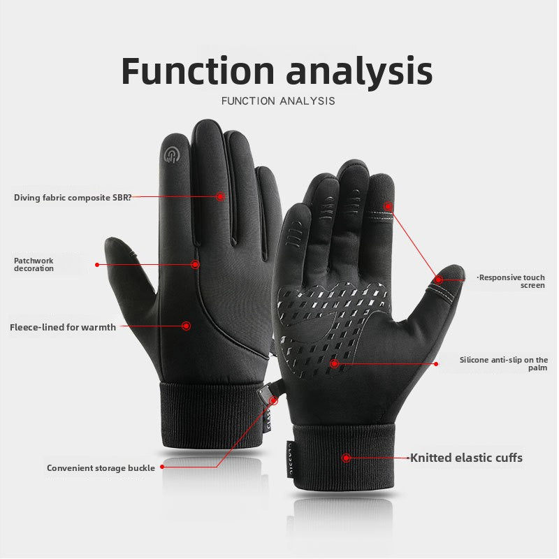 Cycling Gloves Windproof Waterproof Velvet Warm Gloves teemdrop