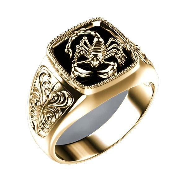 Men's Geometric Electroplated Scorpion Shape Black Glue Dropping Alloy Ring