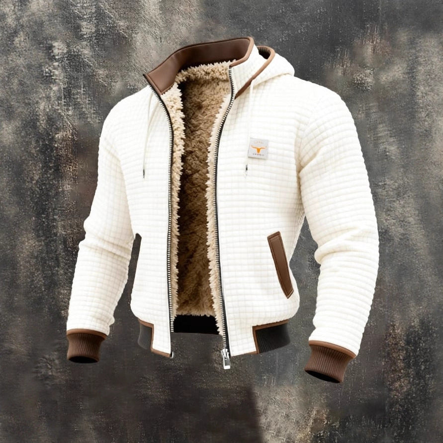 Men's Fleece Lined Hooded Zip Up Jacket Windproof Warm Winter Coat
