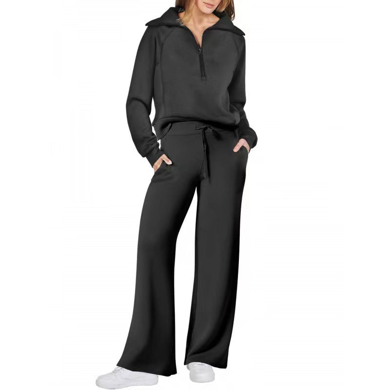Long-Sleeved Sweatshirt Wide-Leg Pants