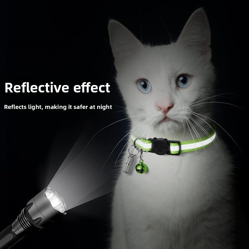 Adjustable Reflective Cat Collar with Safety Release and Bell teemdrop